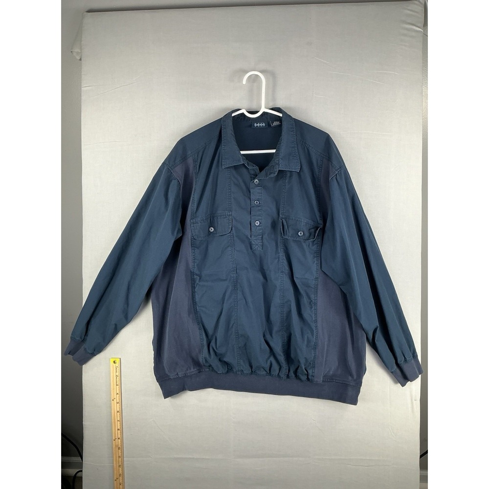 Harbor Bay Mens 2XL Navy Pullover Long Sleeve Casual Shirt